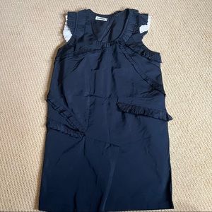 Jil Sander Navy Ruffled Dress